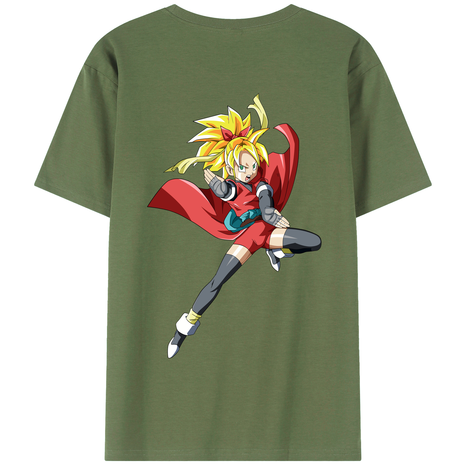（画像用） ドラゴンボール カリフラ DRAGON BALL Caulifla 綿100％ メンズ半袖Tシャツ（バックプリント） 通気性